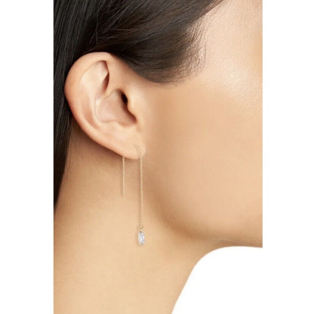 SET & STONE Cubic Zirconia Drop Earrings Drop Swing Chain Gold Plate